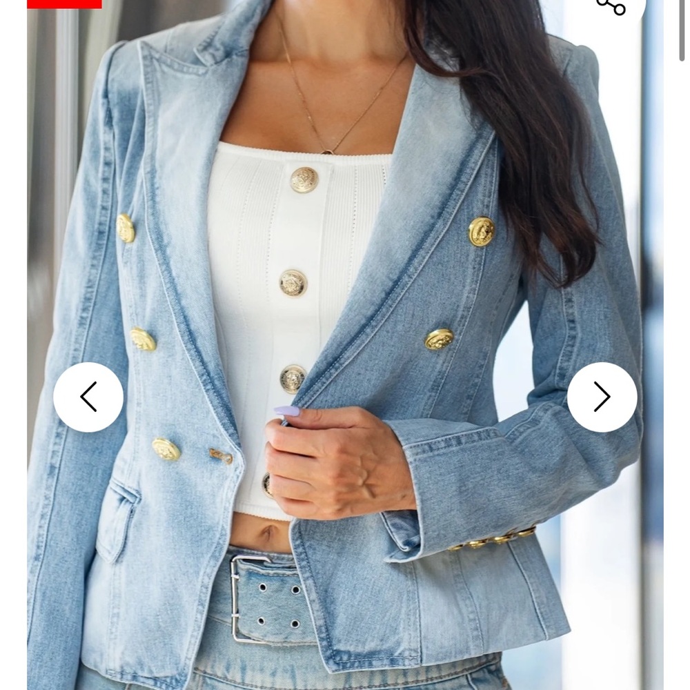 Denim jacket fitted gold buttons